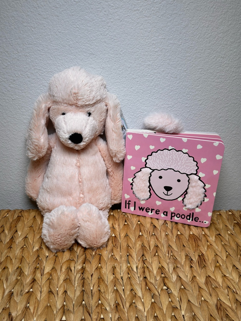 Jellycat Med Bashful Poodle & Book / BNWT / Retired & Extremely HTF